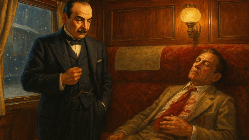 dibujo del crimen de asesinato en el orient express