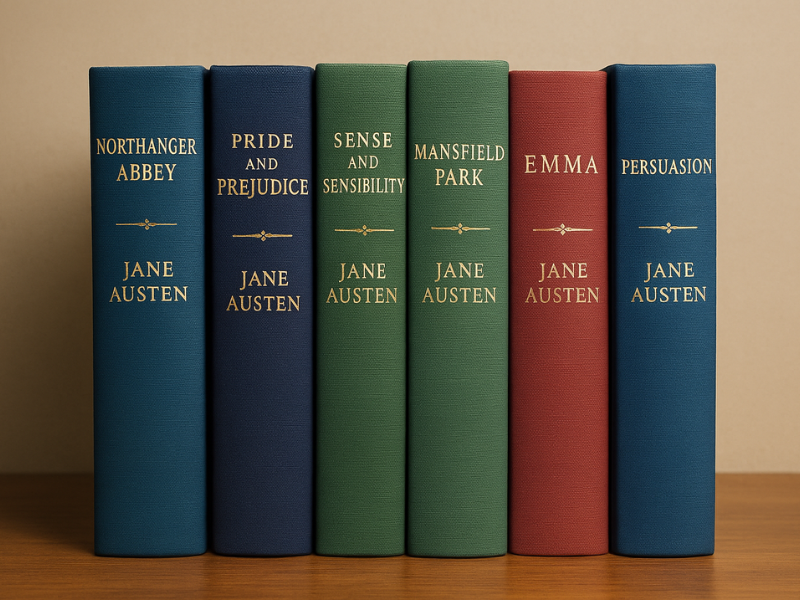 imagen del lomo de los libros de jane austen