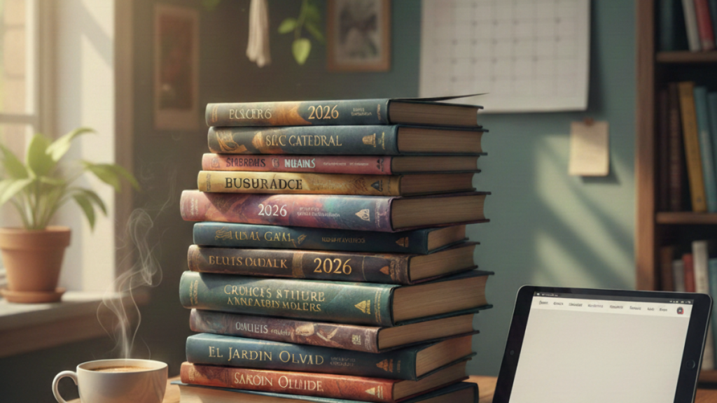 mesa llena de estrenos literarios