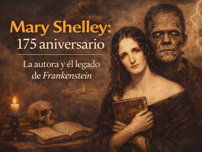 mary shelley en ilustracion sepia